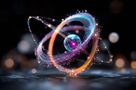 Wide-angle abstract visualization of quantum waves in a high-tech setup