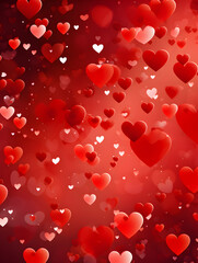 Obraz premium Abstract red hearts background with glitter 