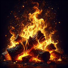 Vibrant fire boundless intensity and warmth