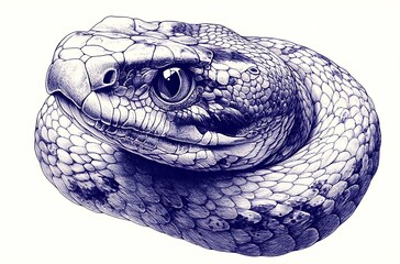 Fototapeta premium Elegant Snake on a Crisp White Background, Highlighting its Grace and Beauty 