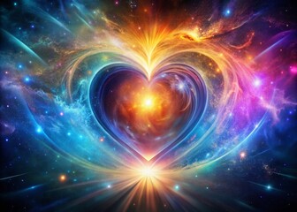 Obraz premium Cosmic Heart: Soul's Sanctuary, Esoteric Universal Love, Mystical Chakra Connection
