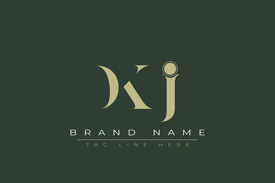 DKJ abstract letter logo design. This logo is designed by three abstract letters. 