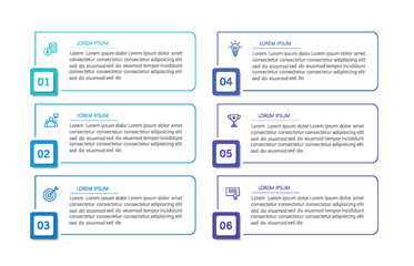 Business vector infographic design template with icons and 6 options or steps