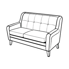 Editable Couch Outline Vector Graphic