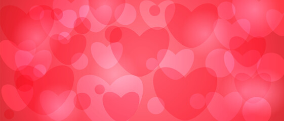 Red romantic background with hearts for Valentine's Day.