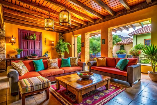 Cozy Casa Hospedaje Interior: Bright Room with Copy Space for Text