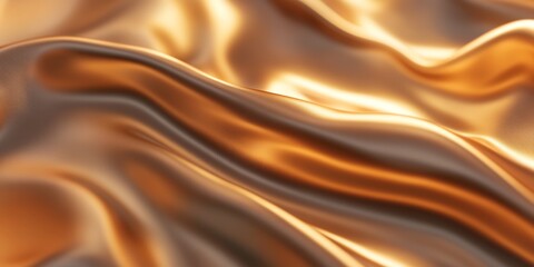 Obraz premium Waves of golden satin fabric flowing with luminous highlights in a luxurious setting