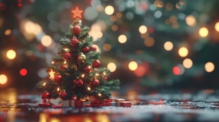 Christmas Tree with Ornaments and Presents: A Festive Scene