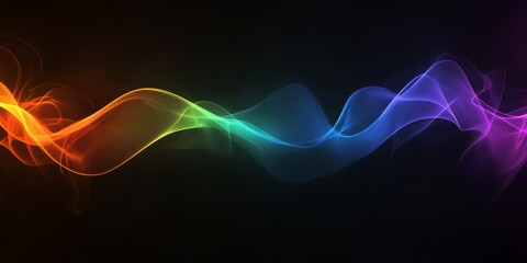 Flowing waves of neon light gradients over a black background in a mesmerizing motion