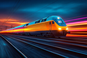 Naklejka premium colorful futuristic train in motion 