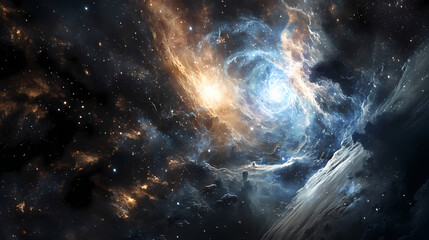 Obraz premium Illustrazione digitale di una galassia quasar. Quasar. Illustration