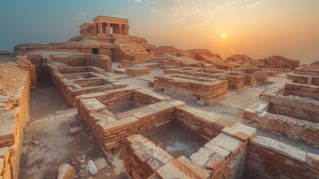 Mohenjo daro Ruins Ancient Indus Valley Civilization Sunset