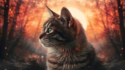 Obraz premium cat on a rock