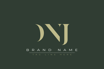 DNJ abstract letter logo design. This logo is designed by three abstract letters. 