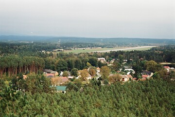 airport in Hradcany in Czechia on 7. October 2024 on color film - blurriness and noise of scanned 35mm film were intentionally left in image