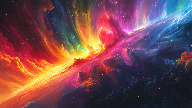 An epic quasar aweinspiring rainbow uhd Quasar. Illustration