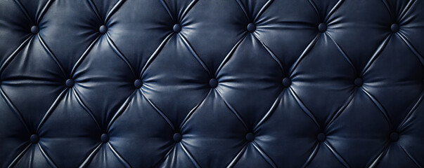 Fototapeta premium Luxurious deep blue velvet upholstery with tufted design and buttons
