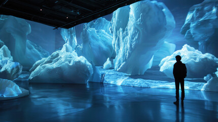 A digital installation using projection mapping to visualize melting ice caps