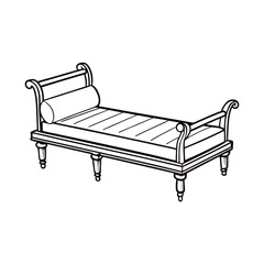 Editable Daybed Outline Vector Graphic