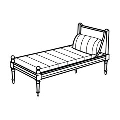 Editable Daybed Outline Vector Graphic