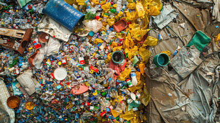 Naklejka premium A factory recycling used plastics into new construction materials