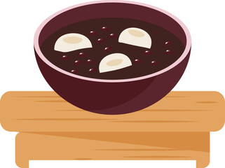 Oshiruko- sweet red bean soup is a Japanese New Year's dessert a stand.