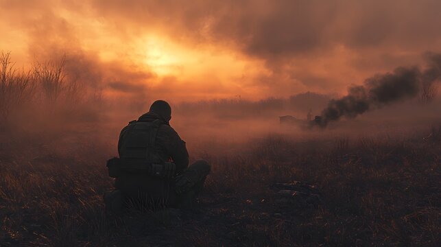Soldier in a Barren Landscape