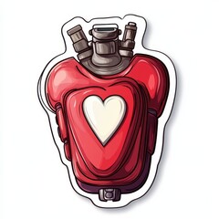 Obraz premium Creative heart-themed sticker showcasing a playful design with vibrant colors, perfect for personalizing belongings or art projects