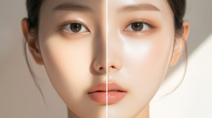 Before & After Skincare Treatment Glowing Skin Comparison.