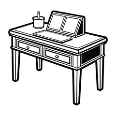 Simple Desk Silhouette Vector Illustration