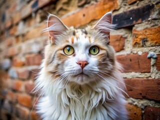 Creme White Maine Coon Cat Close-Up:  Lentigo Spots on Gums, Nose & Lips - Urban Exploration Photography