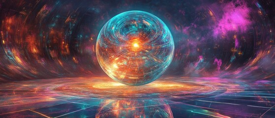 Obraz premium Cosmic Orb: A Symphony of Light and Energy