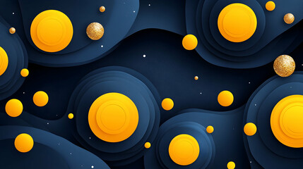 Abstract Navy Blue Yellow Circles Background Design. Generative AI