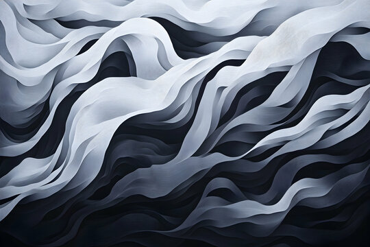 Abstract grayscale paper wave background design for website header. Generative AI