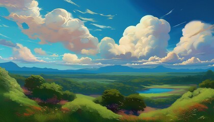 Fototapeta premium panorama with clouds generative ai