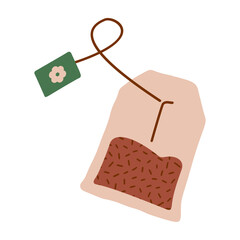 Tea bag. Vector illustration cartoon flat icon isolated on white background.