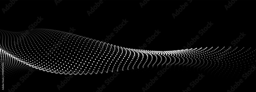 Poster Abstract digital wave of particles. Futuristic point wave. Technology background vector. Vector illustration	