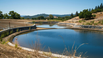 Fototapeta premium A small town creating water reservoirs to prepare for prolonged droughts