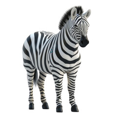 Fototapeta premium A zebra stands in front of a white background
