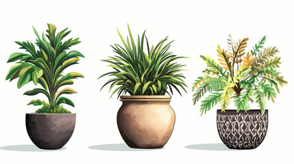Obraz premium Plants in wrought iron pots on either. Wrought. Illustration