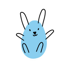 Obraz premium A fun illustration of a blue Easter rabbit. Cute abstract bunny.