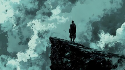 Obraz premium Exploring the Edge: A Visual Metaphor of Fear and Hope