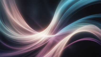 Fototapeta premium Luminous undulating waves create a mesmerizing effect in a dark background
