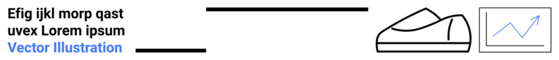 Graph lines, minimal text, modern shoe outline, growth chart icon. Ideal for business growth, analytics, sales performance, modern design, minimalist style, marketing strategies. Landing page