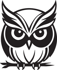 A black and white owl silhouette design