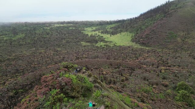 Expansive View of Vegetation and Lava Rock Hills, Gal&aacute;pagos Islands