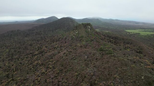 Rolling Hills and Volcanic Terrain with Vegetation in the Gal&aacute;pagos