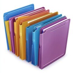 A vibrant collection of colorful folders arranged neatly, showcasing organizational tools for office or study.
