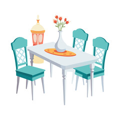 Customizable Dining Table Vector Illustration