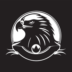 A black and white eagle silhouette design